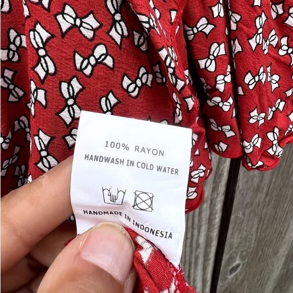 Faithfull The Brand | Icon Ruffle Crop Top Bows Red Size US 4 - Picture 4 of 7